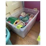 CLEAR TOTE WITH MISC DOLL HOUSE FURNITURE