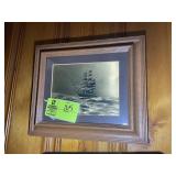 FRAMED AND MATTED LITHOGRAPH ON GOLD FOIL