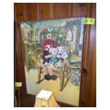 PAINT ON CANVAS OF DOLLS IN ROCKING CHAIR, 30 IN X