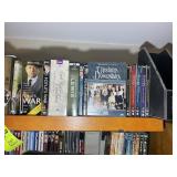 TOP TWO SHELVES, LARGE GROUP OF DVDS, COLLECTIONS