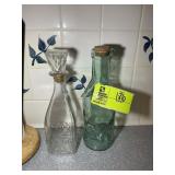 DECANTER AND GLASS MILK BOTTLE