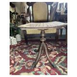 VINTAGE WOODEN SIDE TABLE, DAMAGED, 15 IN X 22 IN