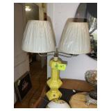 VINTAGE YELLOW TABLE LAMP, 29 IN TALL