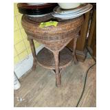 WICKER SIDE TABLE, 18 IN DIAMETER X 23 IN TALL, NO