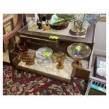 VINTAGE SIDE TABLE, 36 IN X 32 IN X 24 IN, NO CONT