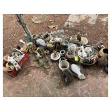 MISC GROUP OF DECORATIVE ITEMS, JARS, MILK GLASS,