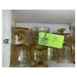 GROUP OF YELLOW COLORED STEMMED GLASSWARE, SOME WI