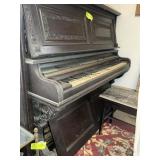 IVERS AND POND PIANO WITH BENCH, NEEDS WORK