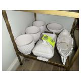 GROUP OF VINTAGE SHELL PINK MILK GLASS BOWLS, CAND