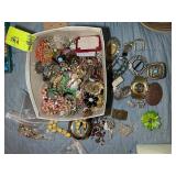 GROUP OF COSTUME JEWELRY, BELT BUCKLES, BROACHES,