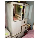 VINTAGE TWO DOOR THREE DRAWER WARDROBE, DAMAGE TO