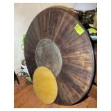 WOODEN TABLE TOP, SOME DAMAGE, 52 IN DIAMETER