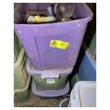 THREE TOTES OF ASSORTED OIL LAMP, PITCHER, HOME GO