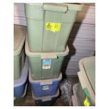 FOUR TOTES OF ASSORTED HOME GOODS, CANISTER SET,