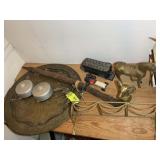 GROUP OF MISC DECORATIVE ITEMS, VINTAGE FIRE ALARM