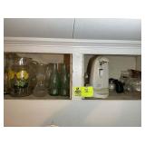 GROUP OF ASSORTED VASES, PITCHER, GLASSWARE