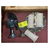 GROUP OF CARNIVAL GLASS, MUGS, CANDY DISHES