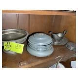 GROUP OF MISC SILVER PLATED SERVING PIECES, TRAYS,