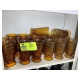 GROUP OF AMBER COLORED GLASSWARE, APPROX 20 PCS, A