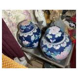 CONTENTS OF TABLE INCLUDING GINGER JARS, ANGLE FIG