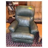 GREEN LAZY BOY RECLINER, APPEARS TO BE LEATHER