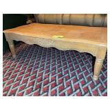 WOODEN COFFEE TABLE WITH SOME DAMAGE, 48 IN X 25 I