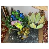 GROUP OF RESIN AND GLASS FRUIT