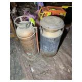 VINTAGE FIRE EXTINGUISHER AND MILK CANISTER, UNKNO