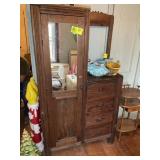 VINTAGE WOODEN WARDROBE, 38 IN X 17 IN X 68 IN, NO