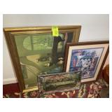 GROUP OF FRAMED ART WORK, 22 IN X 12 IN UP TO 33 I