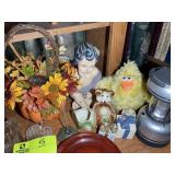 CONTENTS ON RIGHT SIDE OF DESK, ASH TRAY, FLORAL A