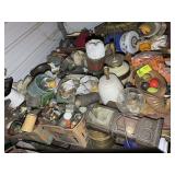 LARGE GROUP OF MISC, VASES, MUGS, LAMPS, FIGURINES