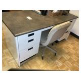 TWO PIECE OFFICE DESK SET, DESK 64 IN X 30 IN X 30