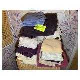 GROUP OF TOWELS AND HAMPER
