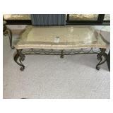 METAL FRAMED COFFEE TABLE WITH FAUX MARBLE TOP, 50