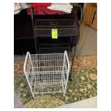 TWO METAL ROLLING SHOE RACKS, 25 IN AND 40 IN TALL