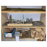 CONTETNS OF SHELF, DRILL BITS, SAW BLADES, ETC