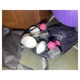 EXERCISE BALL AND WEIGHTS