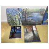 GROUP OF OIL ON CANVAS AND OIL ON BOARD BY LINDA J