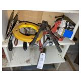 GROUP OF PIPE CUTTERS, CRIMPERS, FISH TAPE, ETC