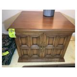2 DOOR WOODEN SIDE TABLE, 26 IN SQ X 20 IN TALL