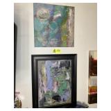 TWO ABSTRACT ACRYLIC ON CANVAS, BY LINDA JAMES, 20