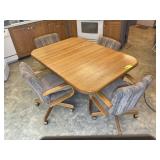 OAK DOUBLE PEDISTAL DINING TABLE, 60 IN X 42 IN, I
