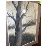 FRAMED AND MATTED WATER COLOR BY LINDA JAMES, TREE