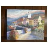 OIL ON CANVAS BY LINDA JAMES, TITLED ITALIAN RIVEI