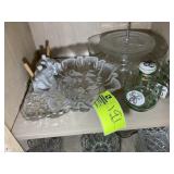 RIGHT SIDE OF BUFFET, GLASSWARE, SERVING DISHES, E