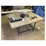 METAL FRAME WORK TABLE WITH CONTENTS, 48 IN X 51 I