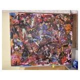 LARGE ABSTRACT PAINT ON CANVAS, 72 IN X 60 IN, BY