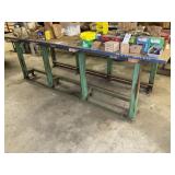 METAL FRAMEWORK TABLE WITH WOOD TOP, 116 IN X 48 I