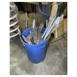 TRASH CAN WITH ASSORTED SCRAP METAL